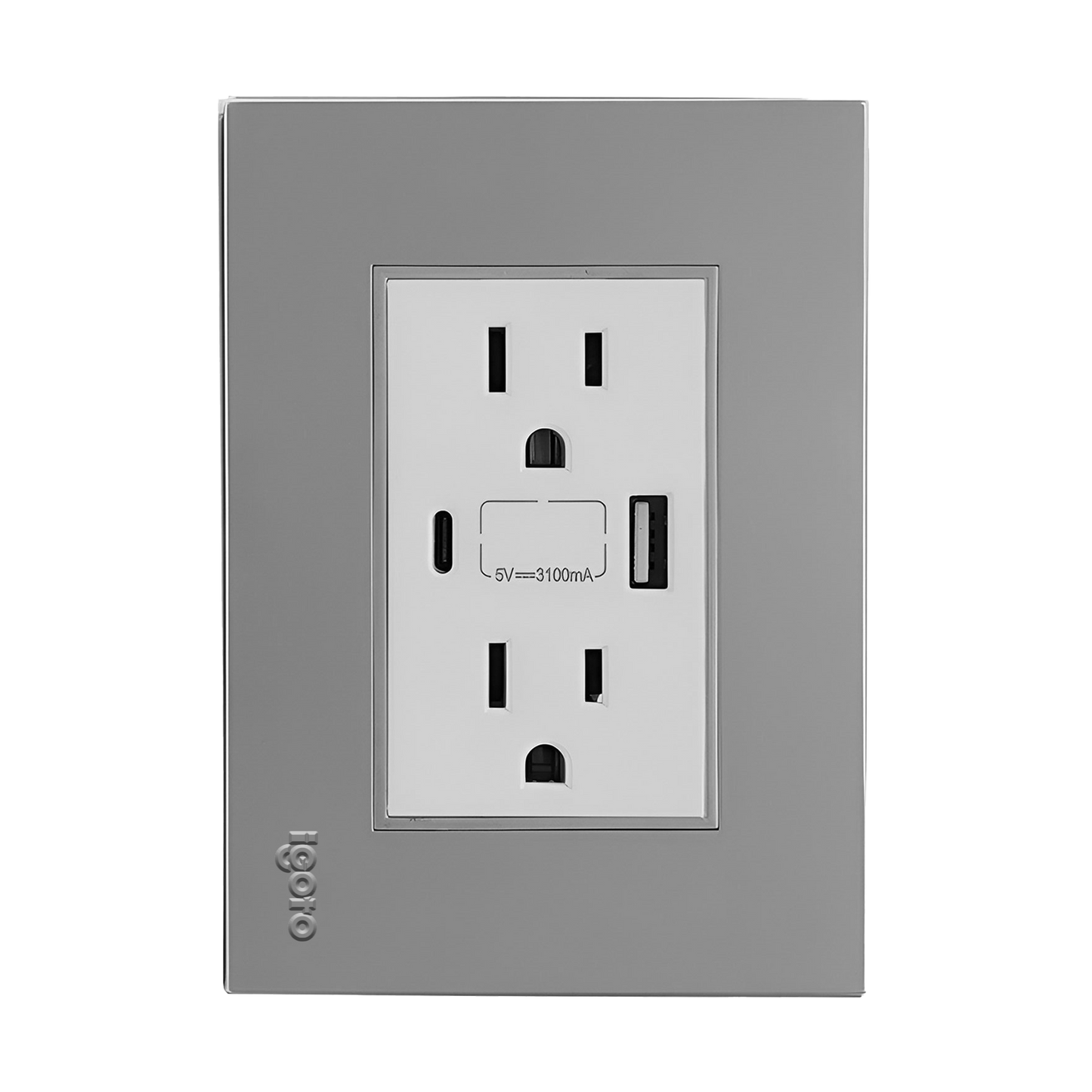 Tomacorriente Doble con tierra y puertos USB + C - Serie Z