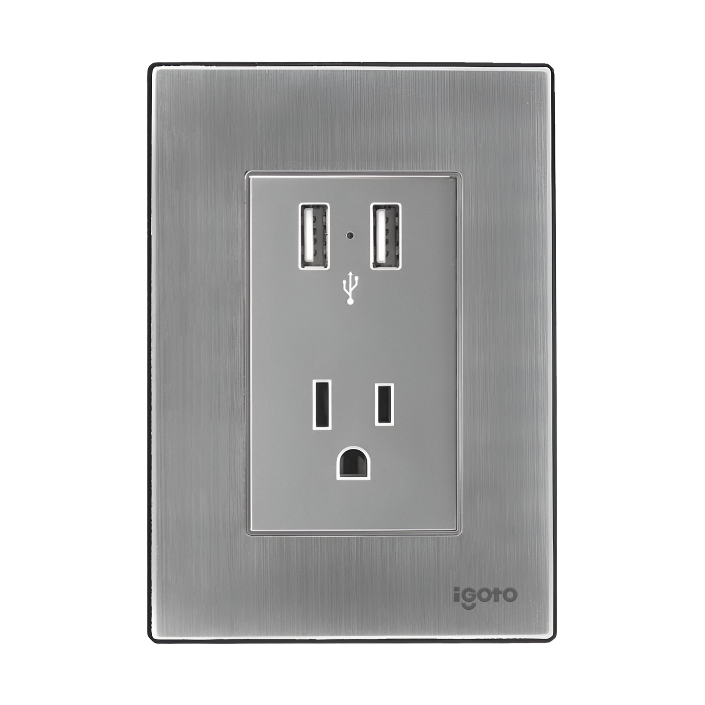 Tomacorriente con tierra + 2 USB - Serie I