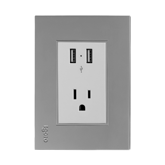 Tomacorriente con tierra + 2 USB - Serie Z
